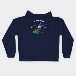 Diving with funny monkey and turtle with cartoon style. Kids Hoodie